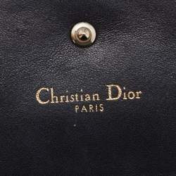 Pre Owned Dior Black Leather Diorama Trifold Wallet