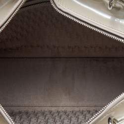 Pre Owned Dior Grey Cannage Patent Leather Large Lady Dior Tote