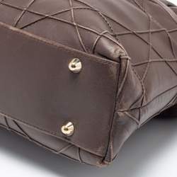 Pre Owned Dior Dark Beige Cannage Leather Granville Chain Link Tote