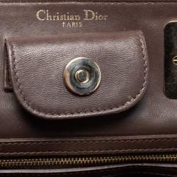 Pre Owned Dior Dark Beige Cannage Leather Granville Chain Link Tote