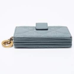Pre Owned Dior Cloud Blue Cannage Leather 5 Gusset Card Holder