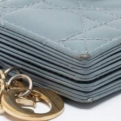 Pre Owned Dior Cloud Blue Cannage Leather 5 Gusset Card Holder
