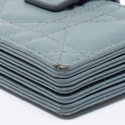 Pre Owned Dior Cloud Blue Cannage Leather 5 Gusset Card Holder