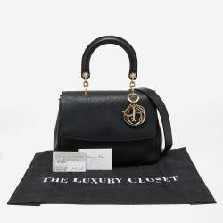 Pre Owned Dior Black Leather Small Be Dior Flap Top Handle Bag