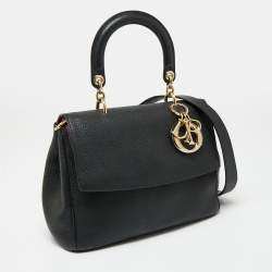 Pre Owned Dior Black Leather Small Be Dior Flap Top Handle Bag