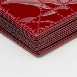 مملوكة مسبقًا Dior Red Cannage Patent Leather Lady Dior 5 Gusset Card Holder