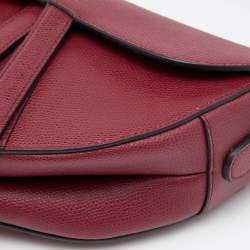 Pre Owned Dior Burgundy Leather Saddle Bag
