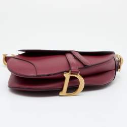 Pre Owned Dior Burgundy Leather Saddle Bag