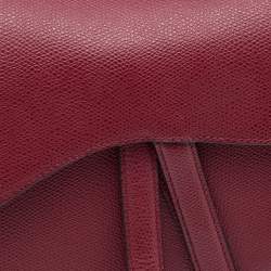 Pre Owned Dior Burgundy Leather Saddle Bag