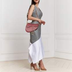 Pre Owned Dior Burgundy Leather Saddle Bag