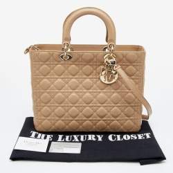 Dior Beige Cannage Leather Large Lady Dior Tote