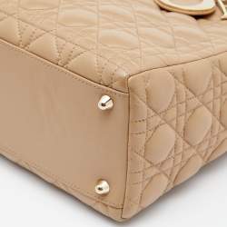 Dior Beige Cannage Leather Large Lady Dior Tote