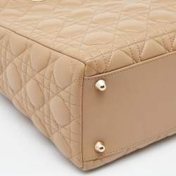 Dior Beige Cannage Leather Large Lady Dior Tote
