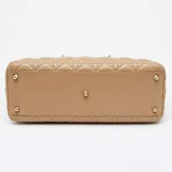 Dior Beige Cannage Leather Large Lady Dior Tote