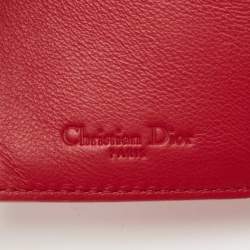 Pre Owned Dior Red Patent Leather Turnlock Trifold Compact Wallet