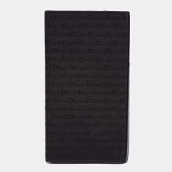 Pre Owned Dior Black Monogram Canvas and Leather Bifold Long Wallet