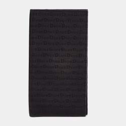 Pre Owned Dior Black Monogram Canvas and Leather Bifold Long Wallet