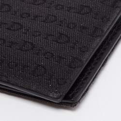 Pre Owned Dior Black Monogram Canvas and Leather Bifold Long Wallet