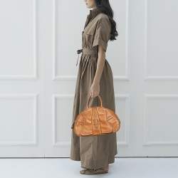 Pre Owned Dior Brown Leather Double Saddle Bowler Bag