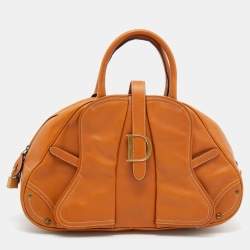 Pre Owned Dior Brown Leather Double Saddle Bowler Bag