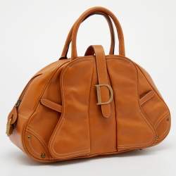 Pre Owned Dior Brown Leather Double Saddle Bowler Bag
