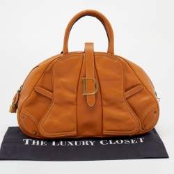 Pre Owned Dior Brown Leather Double Saddle Bowler Bag