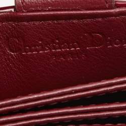 Pre Owned Dior Red Cannage Patent Leather Lady Dior 5 Gusset Card Holder
