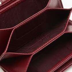 Pre Owned Dior Red Cannage Patent Leather Lady Dior 5 Gusset Card Holder