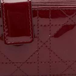 Pre Owned Dior Red Cannage Patent Leather Lady Dior 5 Gusset Card Holder