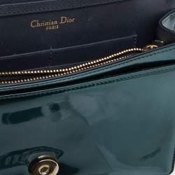 Pre Owned Dior Metallic Green Micro Cannage Leather Diorama Wallet on Chain