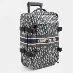 Dior Navy Blue/Beige Oblique Canvas Small DiorTravel Suitcase