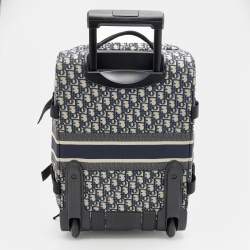 Dior Navy Blue/Beige Oblique Canvas Small DiorTravel Suitcase