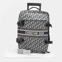 Dior Navy Blue/Beige Oblique Canvas Small DiorTravel Suitcase