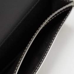 Pre Owned Dior Silver Micro Cannage Patent Leather Mini Lady Dior Card Case