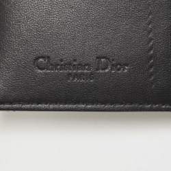 Pre Owned Dior Silver Micro Cannage Patent Leather Mini Lady Dior Card Case