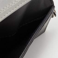 Pre Owned Dior Silver Micro Cannage Patent Leather Mini Lady Dior Card Case