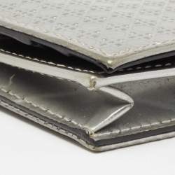 Pre Owned Dior Silver Micro Cannage Patent Leather Mini Lady Dior Card Case