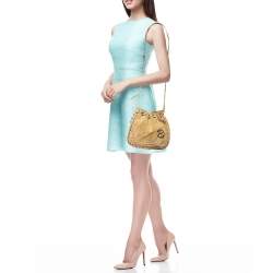 Pre Owned Dior Beige Suede Embellished Bucket Bag