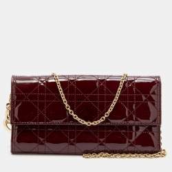 Dior Burgundy Cannage Patent Leather Rendez-Vous Clutch Bag Dior