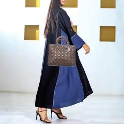 Pre Owned Dior Brown Cannage Leather Large Lady Dior Tote
