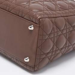 Pre Owned Dior Brown Cannage Leather Large Lady Dior Tote
