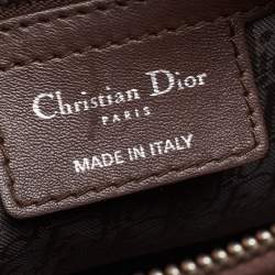 Pre Owned Dior Brown Cannage Leather Large Lady Dior Tote