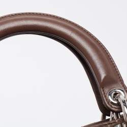 Pre Owned Dior Brown Cannage Leather Large Lady Dior Tote