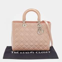 Pre Owned Dior Beige Cannage Patent Leather Large Lady Dior Tote