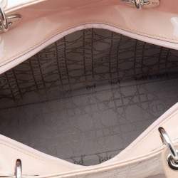 Pre Owned Dior Beige Cannage Patent Leather Large Lady Dior Tote
