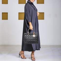 Pre Owned Dior Black Cannage Leather Large Lady Dior Tote