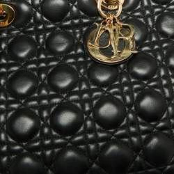 Pre Owned Dior Black Cannage Leather Large Lady Dior Tote