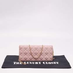 Pre Owned Dior Pink Cannage Leather Lady Dior Chain Clutch
