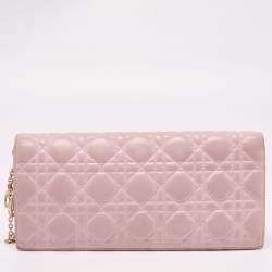 Pre Owned Dior Pink Cannage Leather Lady Dior Chain Clutch