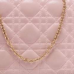 Pre Owned Dior Pink Cannage Leather Lady Dior Chain Clutch